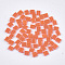 2-Hole Opaque Glass Seed Beads, Lustered, Rectangle, Coral, 5x4.5~5.5x2~2.5mm, Hole: 0.5~0.8mm