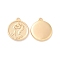 Brass Charms, Cadmium Free & Nickel Free & Lead Free, Flat Round with Dragon Pattern Charm, Real 18K Gold Plated, 14.5x12.5x1.5mm, Hole: 1mm