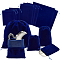 AHANDMAKER 12 Pcs Velvet Drawstring Bags, 3 Sizes Jewelry Drawstring Gift Bags, Dark Blue Velvet Bags with Drawstrings, for Silverware Jewelry Candy Christmas Wedding Birthday Party Favors
