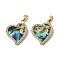 Brass Micro Pave Clear Cubic Zirconia Pendants, Heart Charms, with Paua Shell, Real 18K Gold Plated, Bowknot, 18x16x3mm, Hole: 4.5x2mm
