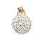 304 Stainless Steel Pendants, with Polymer Clay Crystal Rhinestone, Ion Plating(IP), Round, Golden, 18x14mm, Hole: 9.5x3mm