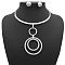 Alloy Ring Pendant Necklace & Oval Stud Earring Sets, Platinum, Inner Diameter: 120mm