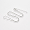 Brass Round Snake Chain Necklace Making, with Lobster Claw Clasps, Platinum, 18.5 inch(47.2cm), 1.2mm
