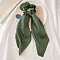 Cloth Elastic Hair Accessories, for Girls or Women, Scrunchie/Scrunchy Hair Ties with Long Tail, Knotted Bow Hair Scarf, Poneytail Holder, Dark Olive Green, 300mm