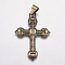 304 Stainless Steel Big Pendants, with Rhinestone, Cross, Crystal, Antique Bronze, 38x55x4mm, Hole: 7x9mm
