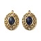 Natural Lapis Lazuli Pendants, Oval Charms, with 304 Stainless Steel Settings, Real 14K Gold Plated, 21x15x5.5mm, Hole: 1.4mm