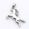 Retro Men's 304 Stainless Steel Pendants, Running Horse, Antique Silver, 46x45x8mm, Hole: 5x10mm