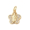 Brass Micro Pave Clear Cubic Zirconia Charms, Cadmium Free & Nickel Free & Lead Free, with Jump Ring, Real 18K Gold Plated, Flower, 13.5x11.5x2mm, Hole: 3mm