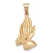 304 Stainless Steel Pendants, Praying Hands, Golden, 45.5x26.5x4mm, Hole: 6.5x12mm