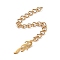 304 Stainless Steel Chain Extender, Curb Chain, with 202 Stainless Steel Charms, Feather, Golden, 65~69mm, Link: 3.7x3x0.5mm, Feather: 12x4x0.2mm