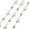 ABS Imitation Pearl & 304 Stainless Steel Beads Link Chains, with 316 Stainless Steel Chains, Ion Plating(IP), Soldered, with Spool, Real 18K Gold Plated, 2x2x2mm