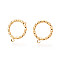 Brass Stud Earring Findings, Long-Lasting Plated, Twist, Nickel Free, Real 18K Gold Plated, 14x11.9mm, Hole: 1.2mm, Pin: 0.8mm