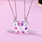 Alloy with Enamel Pendant Necklaces, Cable Chain Necklaces, BFF, Best Friend Forever , Cat Shape, 17.72 inch(45cm), 2pcs/set