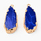 Resin Pendants, Imitation Turquoise, with Edge Light Gold Plated Iron Loops, Teardrop, Blue, 36~37.5x16x6~7mm, Hole: 1.8mm