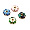 4-Petal Alloy Enamel Bead Caps, Cadmium Free & Lead Free, Golden, Flower, Mixed Color, 7.5x7.5x2mm, Hole: 1.4mm