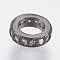 Brass Micro Pave Cubic Zirconia European Beads, Large Hole Beads, Lead Free & Cadmium Free, Ring, Gunmetal, 8x2.5mm, Hole: 4.5mm