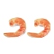 Resin Cabochons, Imitation Food, Shrimp, Dark Orange, 49x40.5x11mm