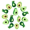 15Pcs 3 Styles Opaque Resin Fruit Pendants, Avocado Charms with Platinum Tone Iron Loops, Green, 25~31x16~21x7.5~17mm, Hole: 2mm, 5pcs/style