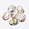 Printed Glass Flat Back Cabochons, Flat Oval, Building Pattern, Mixed Color, 25x18x5mm