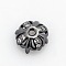 4-Petal Brass Micro Pave Cubic Zirconia Bead Caps, Lead Free & Nickel Free & Cadmium Free, Gunmetal, 8x3mm, Hole: 1.5mm
