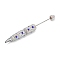 Polymer Clay Rhinestones Ball-Point Pen, Beadable Pen, with Iron Findings, for DIY Personalized Pen with Jewelry Beads, Rhombus, Capri Blue, 145x15~16mm