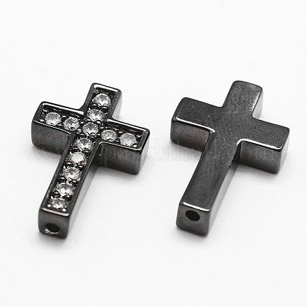 Латунные микро проложить класса AAA кубического циркония бусы KK-P055-14B-NR-1