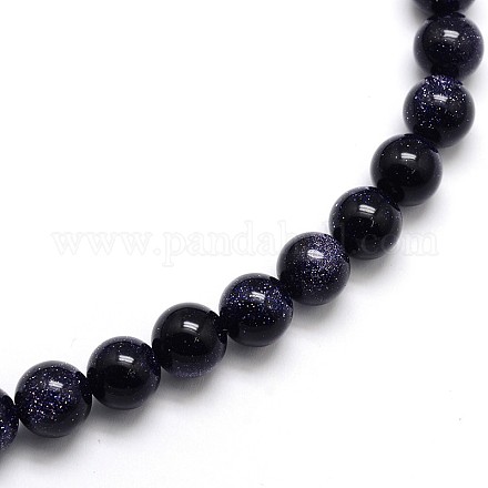 Синтетические синий голдстоуновские круглые бусины пряди X-G-O047-11-6mm-1