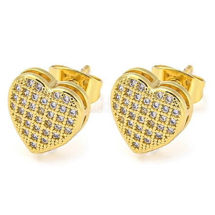 Серьги-гвоздики из латуни с микропаве и цирконием EJEW-D103-01C-G-1