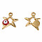 304 Stainless Steel Enamel Pendants, Star with Evil Eye, Golden, Dark Red, 14.5x13x3mm, Hole: 1.6mm