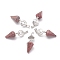 Natural Rhodochrosite Pendants, with Platinum Brass Snap on Bails, Votex/Om Symbol/Tree of Life/Flower of Life/Star of David, Cone Pendulum, 48mm, Hole: 8mm