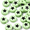 Opaque Acrylic Beads, with Enamel, Flat Round with Star, Aquamarine, 7x4mm, Hole: 1.5mm, about 546pcs/80g