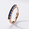 Flat Round Brass Micro Pave Cubic Zirconia Finger Rings, Golden, Marine Blue, Inner Diameter: Adjustable