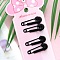 Macaron Color Alloy Alligator Hair Clips, Hair Accessories for Girls Women, Safety Pin Shape, Black, 40x20mm