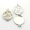 Hollow Flat Round Photo Frames Alloy Diffuser Locket Pendants, Platinum, Tray: 30mm, 44x33x9mm, Hole: 4mm