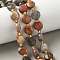 Natural Picture Jasper Beads Strands, Faceted Hexagonal Cut, Flat Round, with Seed Beads, 10~10.5x5.5~6mm, Hole: 1.2mm, about 28~29pcs/strand, 14.29~14.65''(36.3~37.2cm)