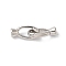 Brass Fold Over Clasps, Cadmium Free & Nickel Free & Lead Free, Oval, Platinum, 22mm, Hole: 2x0.8mm