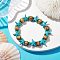 Beach Starfish Dyed Synthetic Turquoise Stretch Bracelets, Summer Wood Beaded Kid Bracelets for Girls, Turquoise, Inner Diameter: 1-3/4 inch(4.32~4.55cm), Bead: 7x8~8.5mm, Starfish: 14x14mm