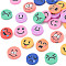 Handmade Polymer Clay Cabochons, Flat Round with Expression, Mixed Color, 9~10x1~2mm, about 5000pcs/1000g