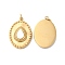Ion Plating(IP) 304 Stainless Steel Pendants, with White Shell and Jump Ring, Oval with Teardrop Charm, Real 14K Gold Plated, 20.5x13x3mm, Hole: 3mm