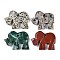 Natural Dalmatian Jasper/Red Jasper/Marble/Sinkiang Jade Carved Pendants, Elephant Charms, 31~41x42~51x8~8.5mm, Hole: 3~5mm