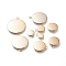 201 Stainless Steel Pendant Cabochon Setting, Plain Edge Bezel Cups, Flat Round, Golden, Tray: 8~30.5mm, 19.5~37x16~32x2mm, Hole: 3mm, 90pcs/box
