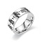 201 Stainless Steel Buddhist Scriptures Pattern Finger Rings for Men, Stainless Steel Color, US Size 10(19.8mm)