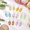 Iron Transparent Resin Cat Shape Dangle Earrings, Luminous, Platinum, 47.5x15.5mm, 7pair/set