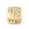 Brass Micro Pave Clear Cubic Zirconia European Beads, Cube, Virgo, 8x8x7.5mm, Hole: 4.5mm