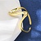 925 Sterling Silver Wave Cuff Rings, Golden, 15mm, Inner Diameter: 15.5mm