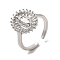 Brass Micro Pave Cubic Zirconia Open Rings, Cadmium Free & Lead Free, Platinum, Inner Diameter: 18mm