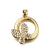Brass Micro Pave Cubic Zirconia Pendants, Flat Round, Cadmium Free & Lead Free, Rack Plating, Long-Lasting Plated, Real 18K Gold Plated, Butterfly, 23.5x20.5x4.5mm, Hole: 4x4.5mm