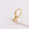 Brass Micro Pave Clear Cubic Zirconia Dangle Hoop Nose Rings, Golden, Crown, 10mm