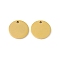 PVD Vacuum Plating 201 Stainless Steel Pendants, Flat Round Charm, Real 18K Gold Plated, 15x1.5mm, Hole: 1.4mm