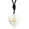 Natural Howlite Heart Engraved AnKh Cross Pendant Personalized DIY Necklaces